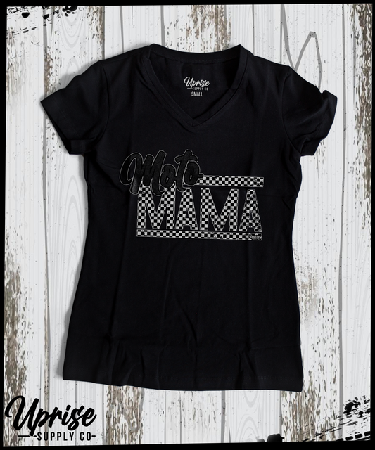 Moto Mama Checkered - DarkMode // T-Shirt